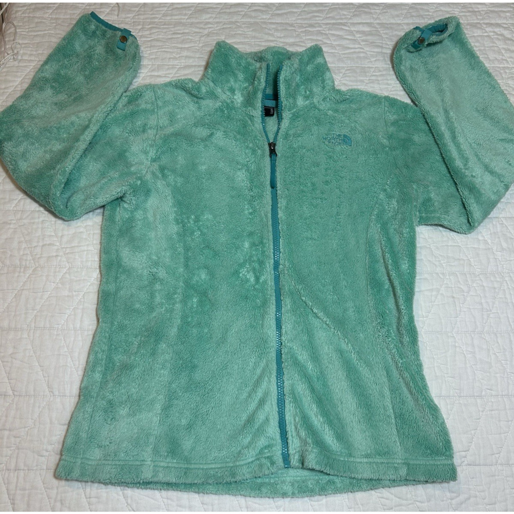 The North Face Bright Mint green Sherpa Fleece Girls Zip Up - Size XLarge